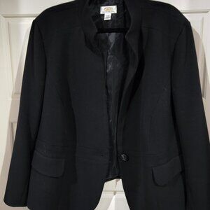 Talbots 22W Petite Black Wool Blazer- Mandarin Collar